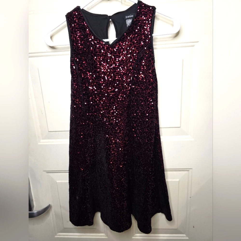 Zunie Girls Red Sequin Sleeveless A-line Dress Size 10‎